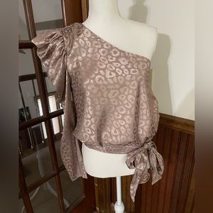 Champagne color cheetah one shoulder top